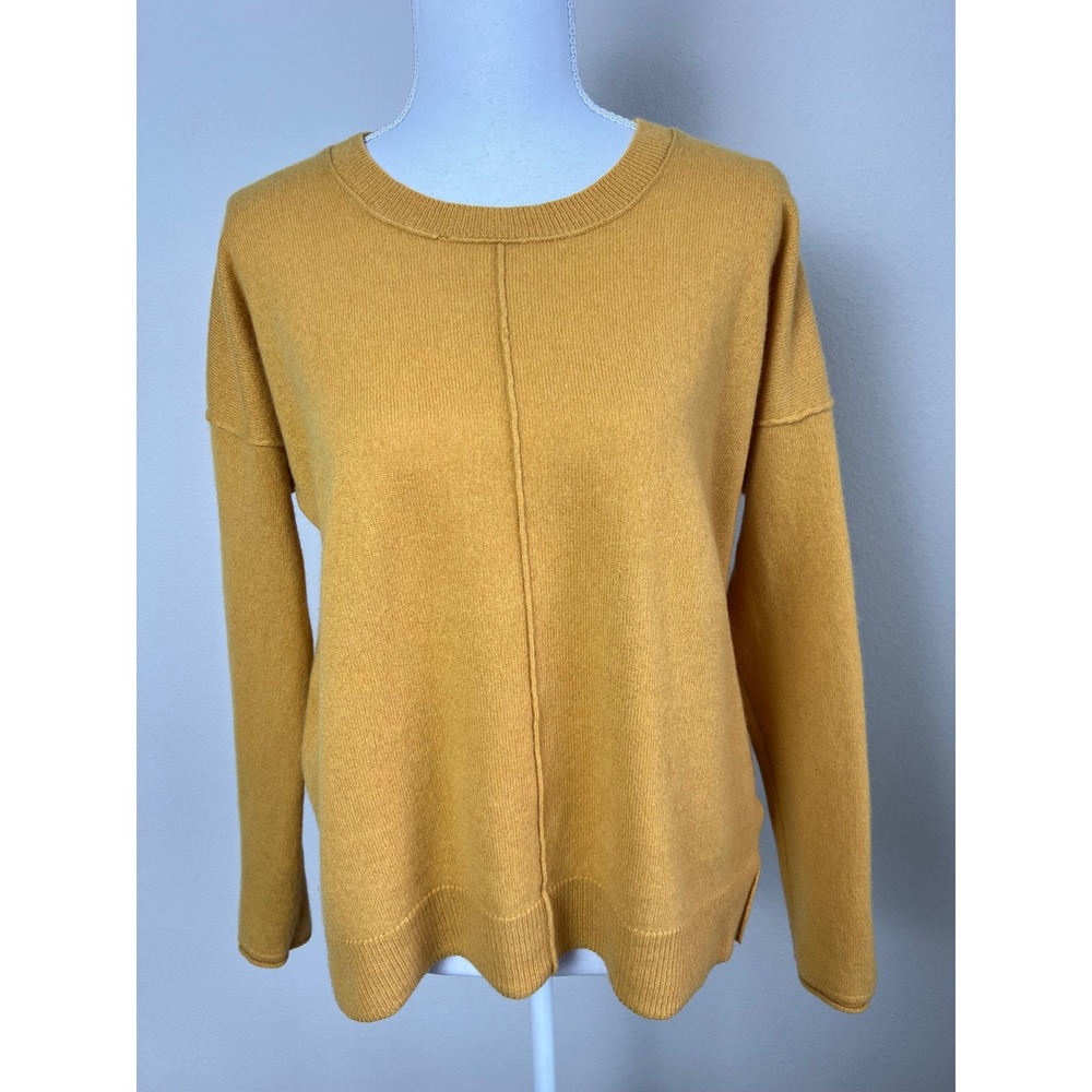 Tahari 100% Cashmere Knit‎ Sweater M Relaxed High Low Crew Neck Minimalist
